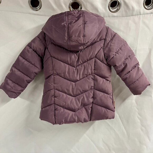 Kensie Girl Mauve Purple Faux Fur Giraffe Lined Winter Hooded Coat Toddler Girl - Picture 4 of 6
